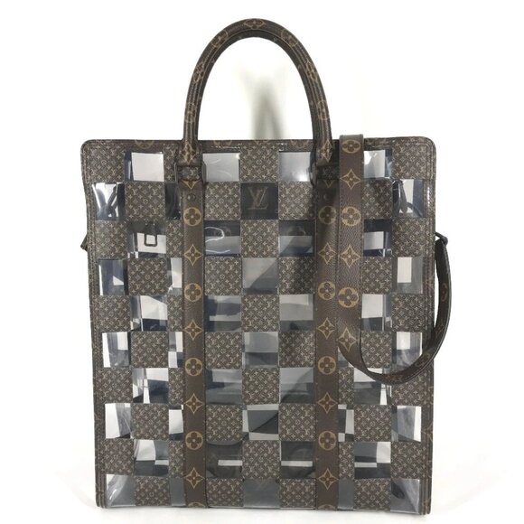 LOUIS VUITTON M20866 Monogram Chess Sac Plat 2WAY Shoulder Bag Tote Bag Hand Bag - Picture 1 of 15